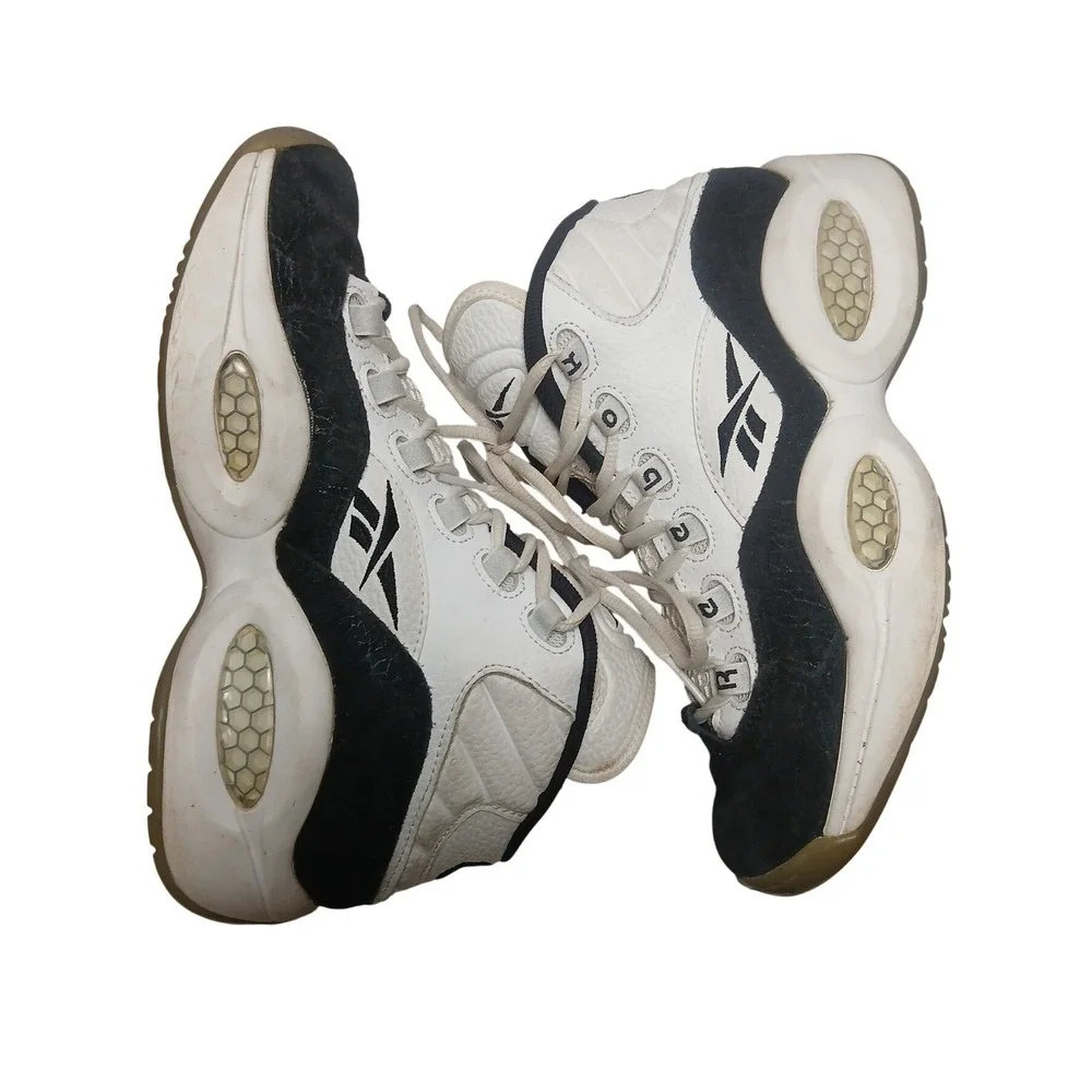 Reebok Question Mid Mens 6.5 White Black V63488 Allen Iverson Basketball Shoes